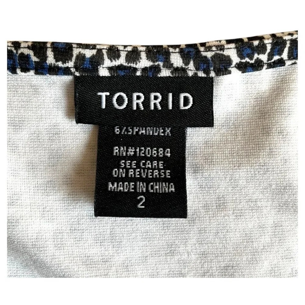 Torrid Women's Black White Leopard Print Fit Flare Cutout Stretch Top Size 2XL - Picture 9 of 12